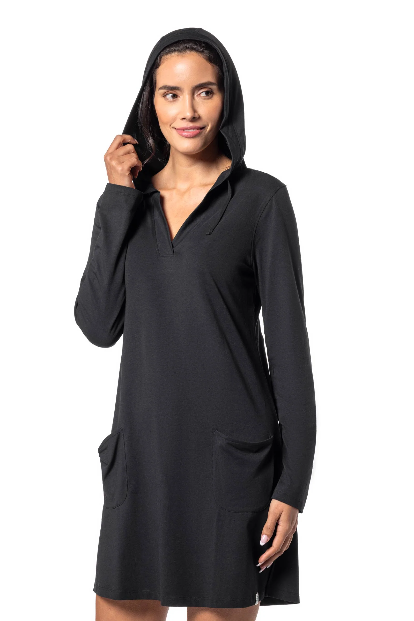 Women's Catalina Cover-Up Dress with Pockets | Black - Image 6