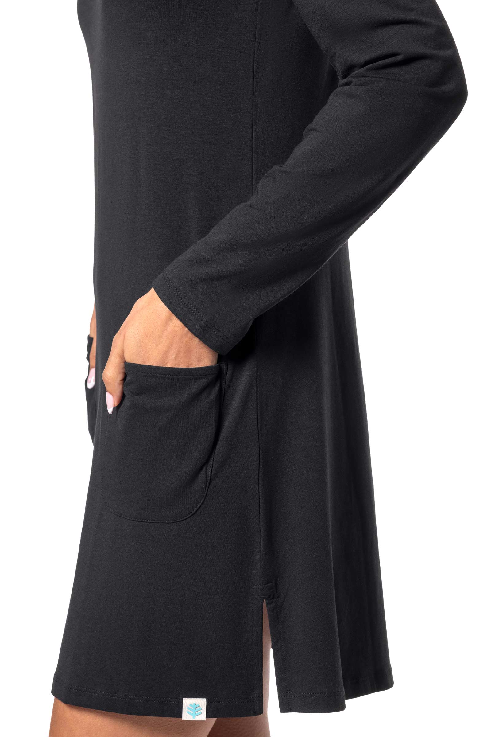 Women's Catalina Cover-Up Dress with Pockets | Black - Image 7