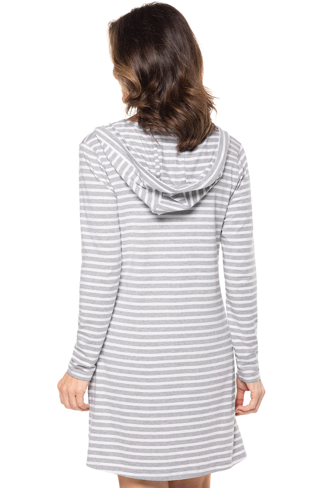 Women's Catalina Cover-Up Dress with Pockets | Grey/White Stripe - Image 2
