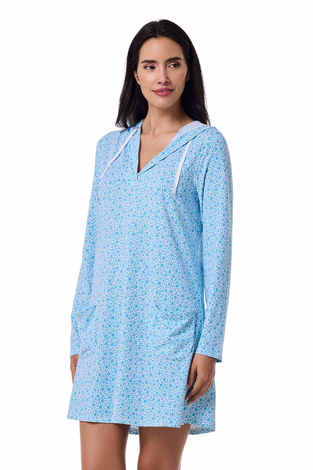 Women's Catalina Cover-Up Dress with Pockets | Malibu Blue Shell We - Image 3