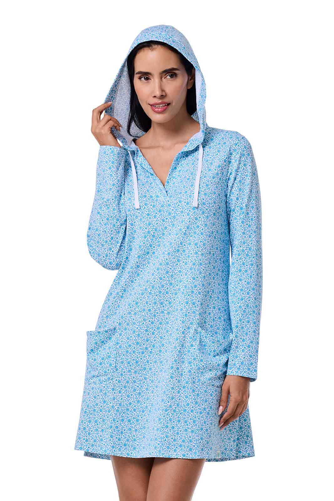 Women's Catalina Cover-Up Dress with Pockets | Malibu Blue Shell We - Image 5