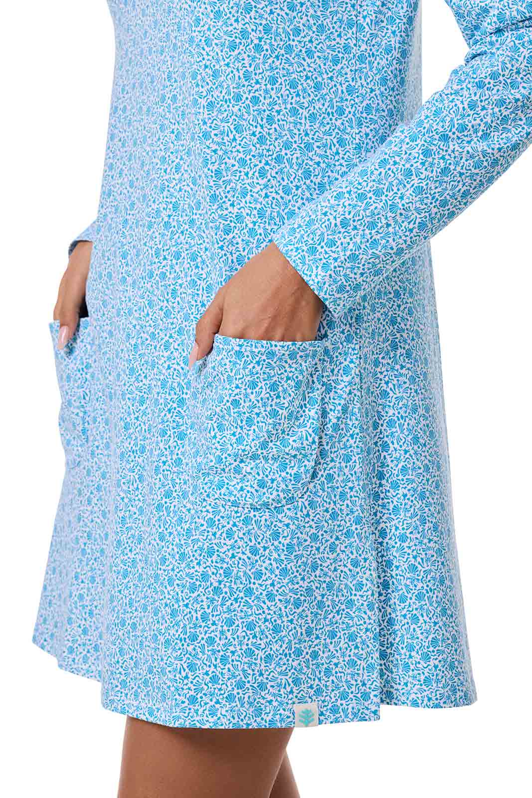 Women's Catalina Cover-Up Dress with Pockets | Malibu Blue Shell We - Image 7