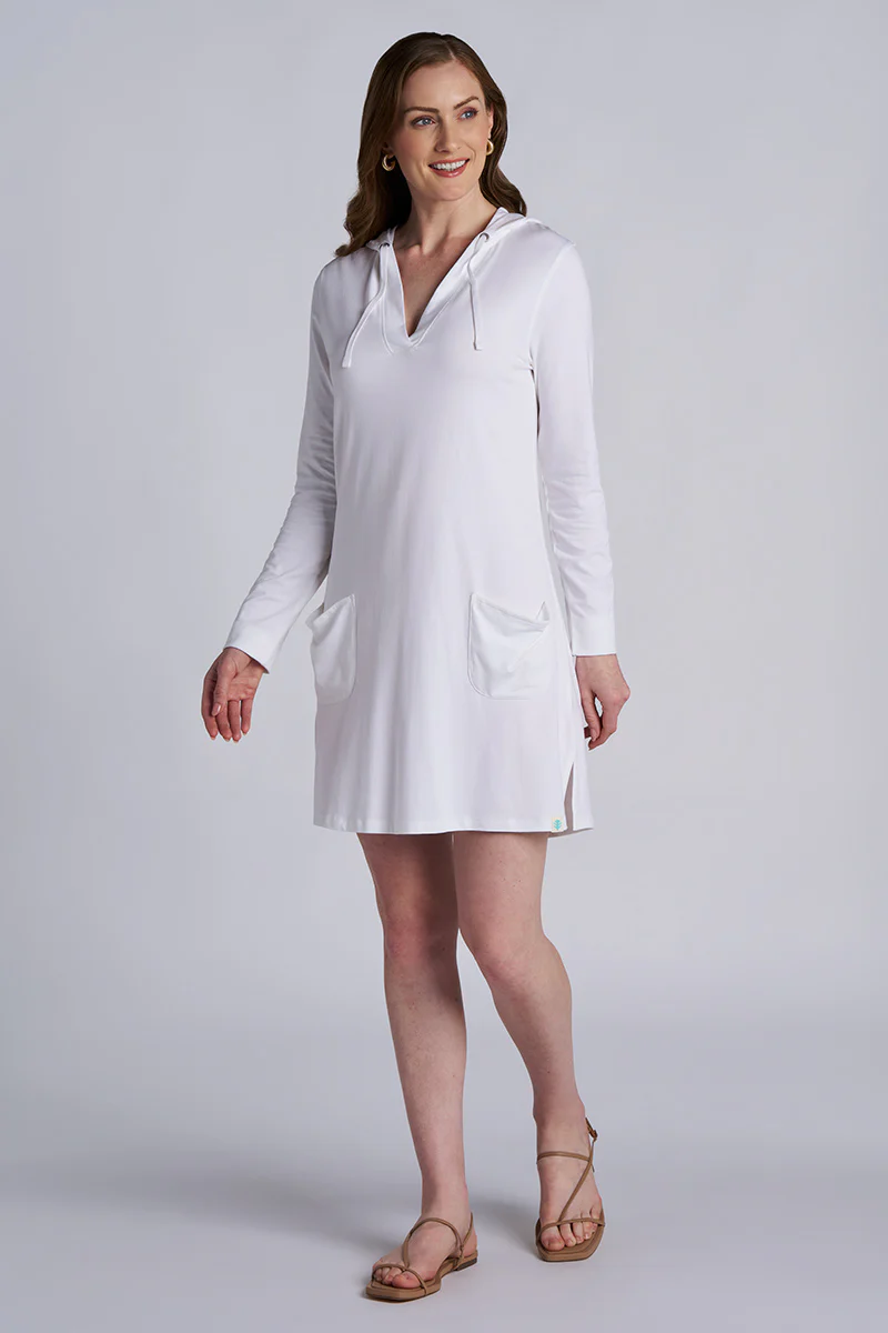 Women's Catalina Cover-Up Dress with Pockets | White - Image 3