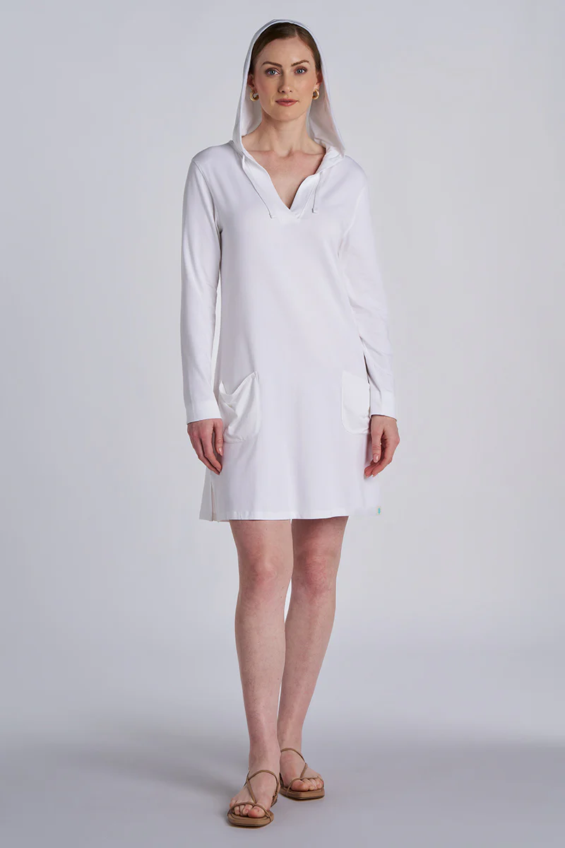 Women's Catalina Cover-Up Dress with Pockets | White - Image 4