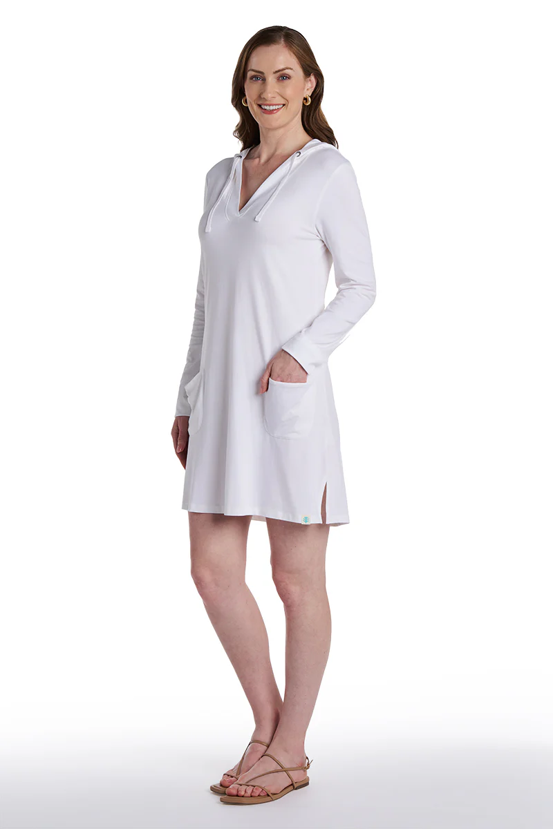 Women's Catalina Cover-Up Dress with Pockets | White - Image 5