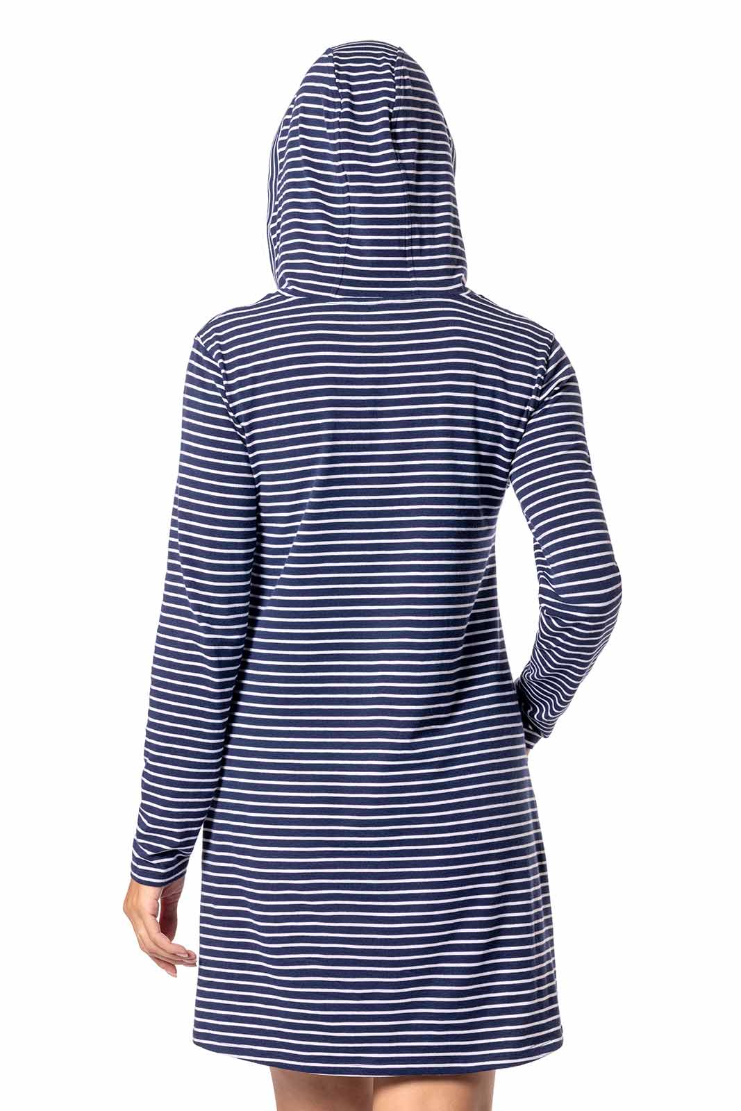Women's Catalina Cover-Up Dress with Pockets | Navy/White Stripe - Image 4
