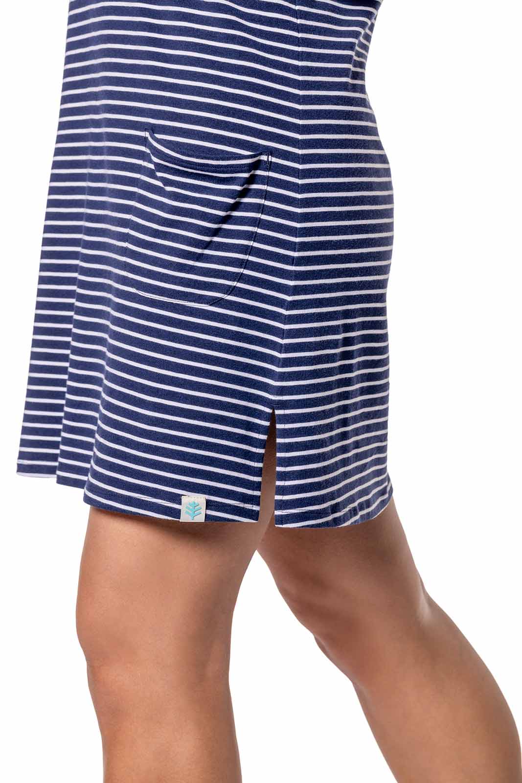 Women's Catalina Cover-Up Dress with Pockets | Navy/White Stripe - Image 8