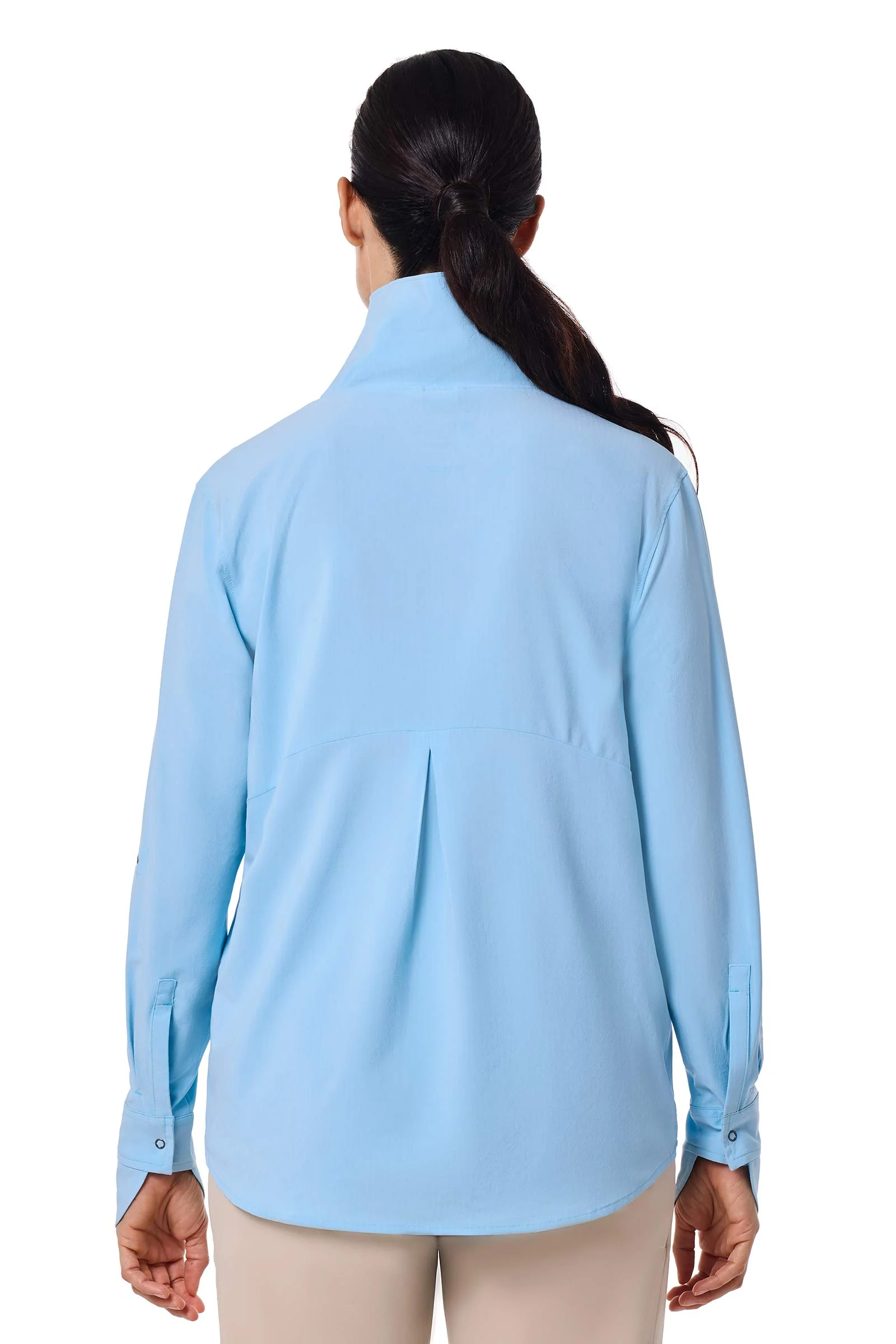 Women's Catona Funnel Neck Long Sleeve Top | Arctic Blue Stripe - Image 4