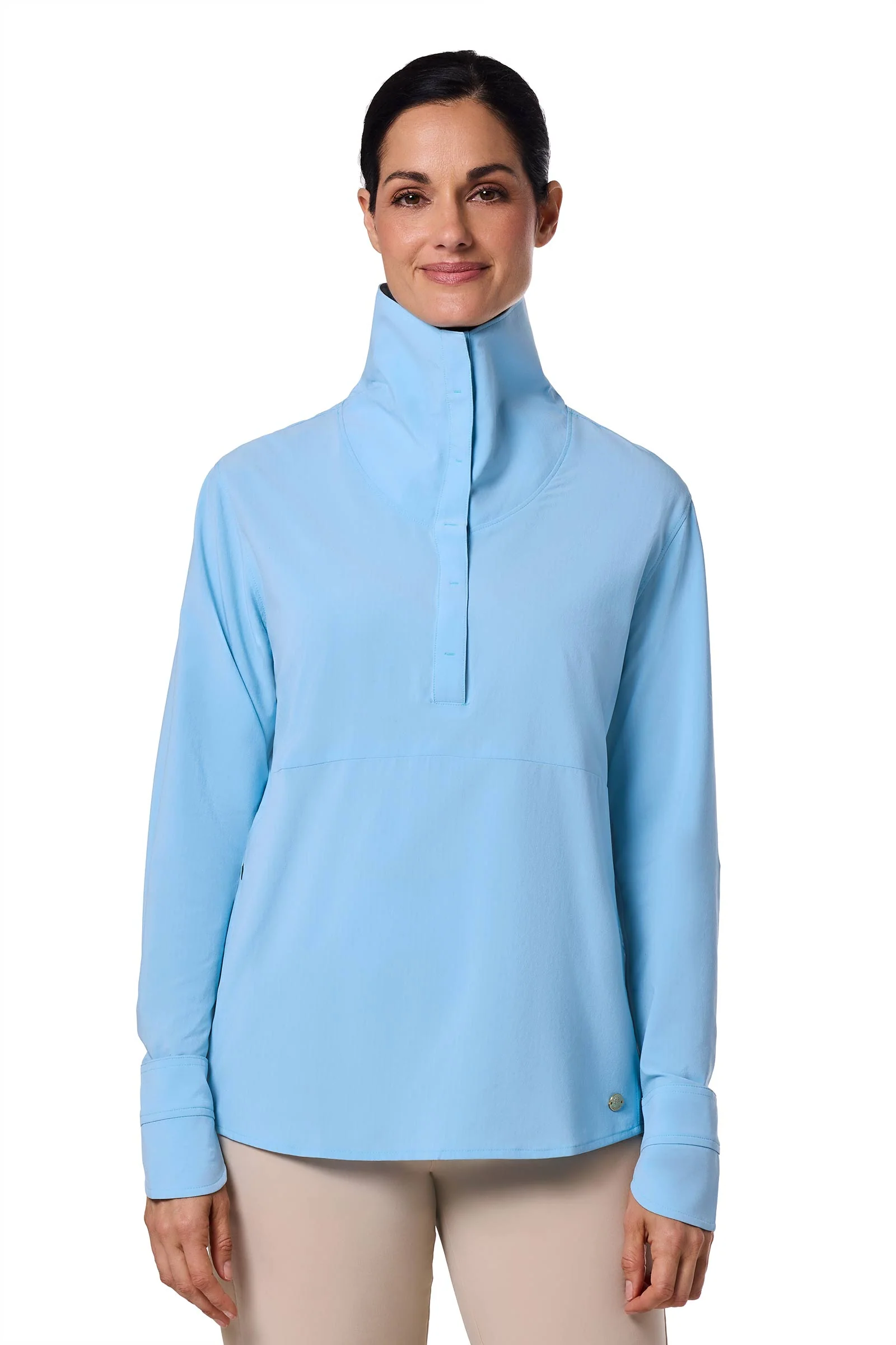 Women's Catona Funnel Neck Long Sleeve Top | Arctic Blue Stripe - Image 5