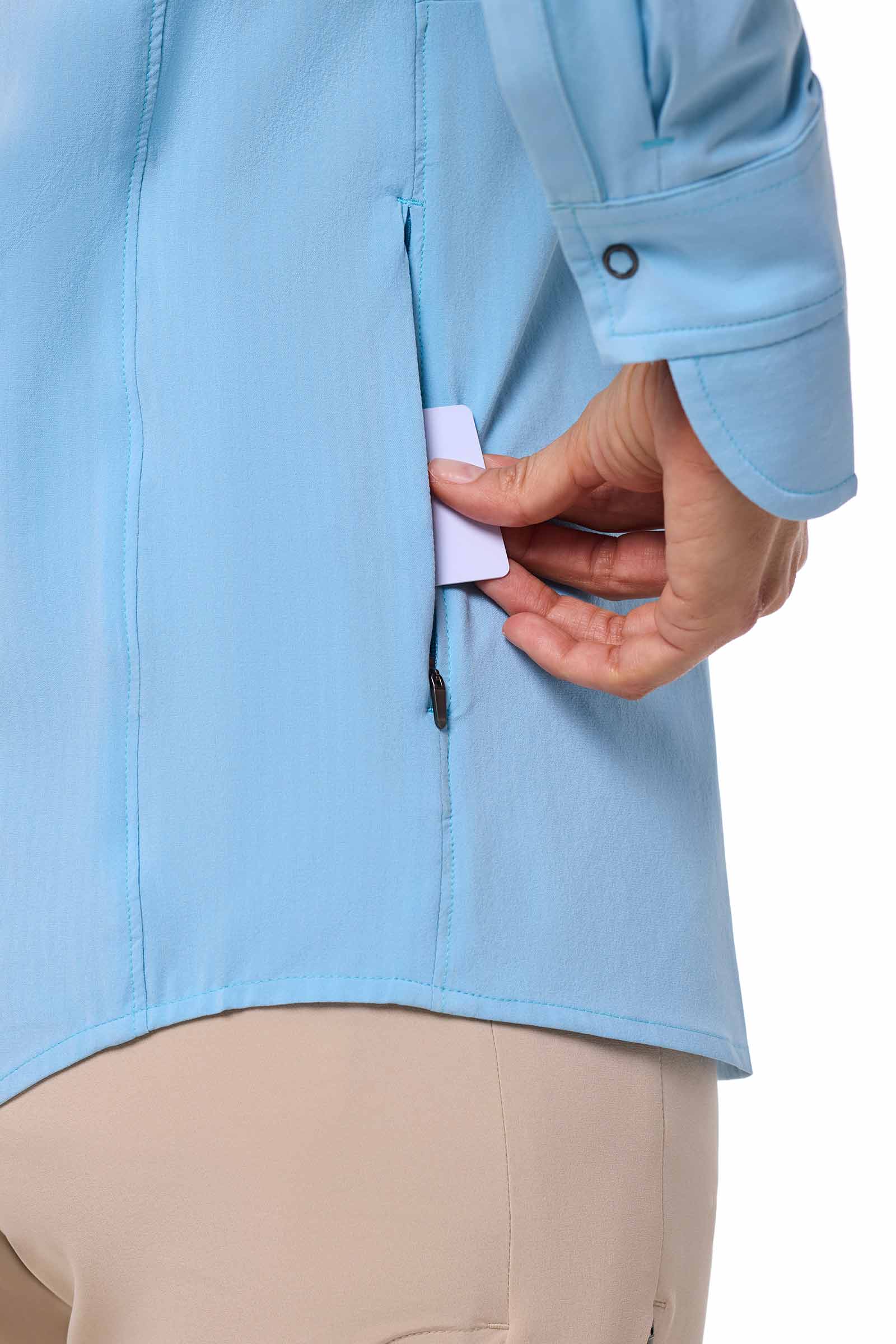 Women's Catona Funnel Neck Long Sleeve Top | Arctic Blue Stripe - Image 6