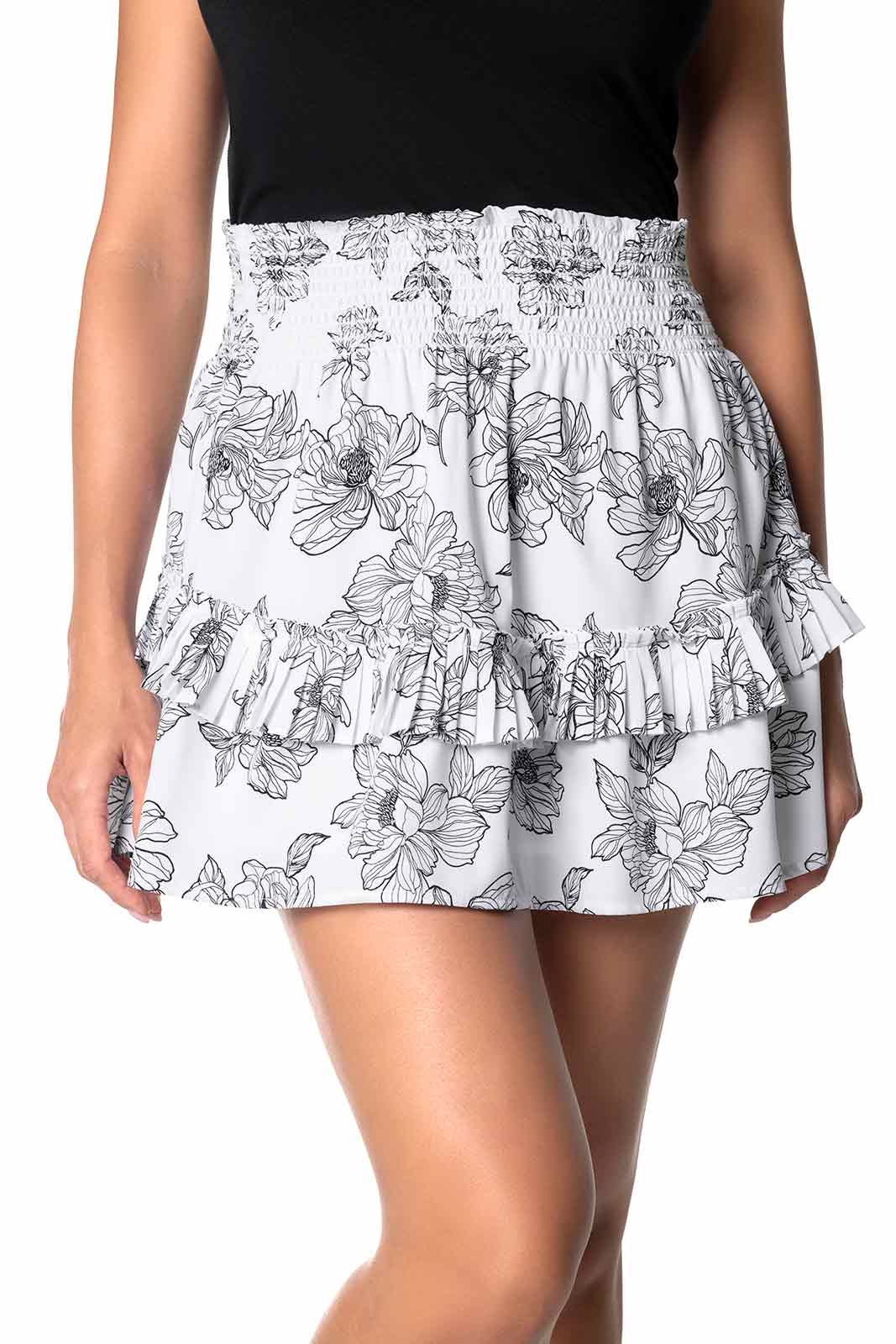 Women's Charlotte Bay Ruffle Skirt | White/Black Perfect Peony - Image 3