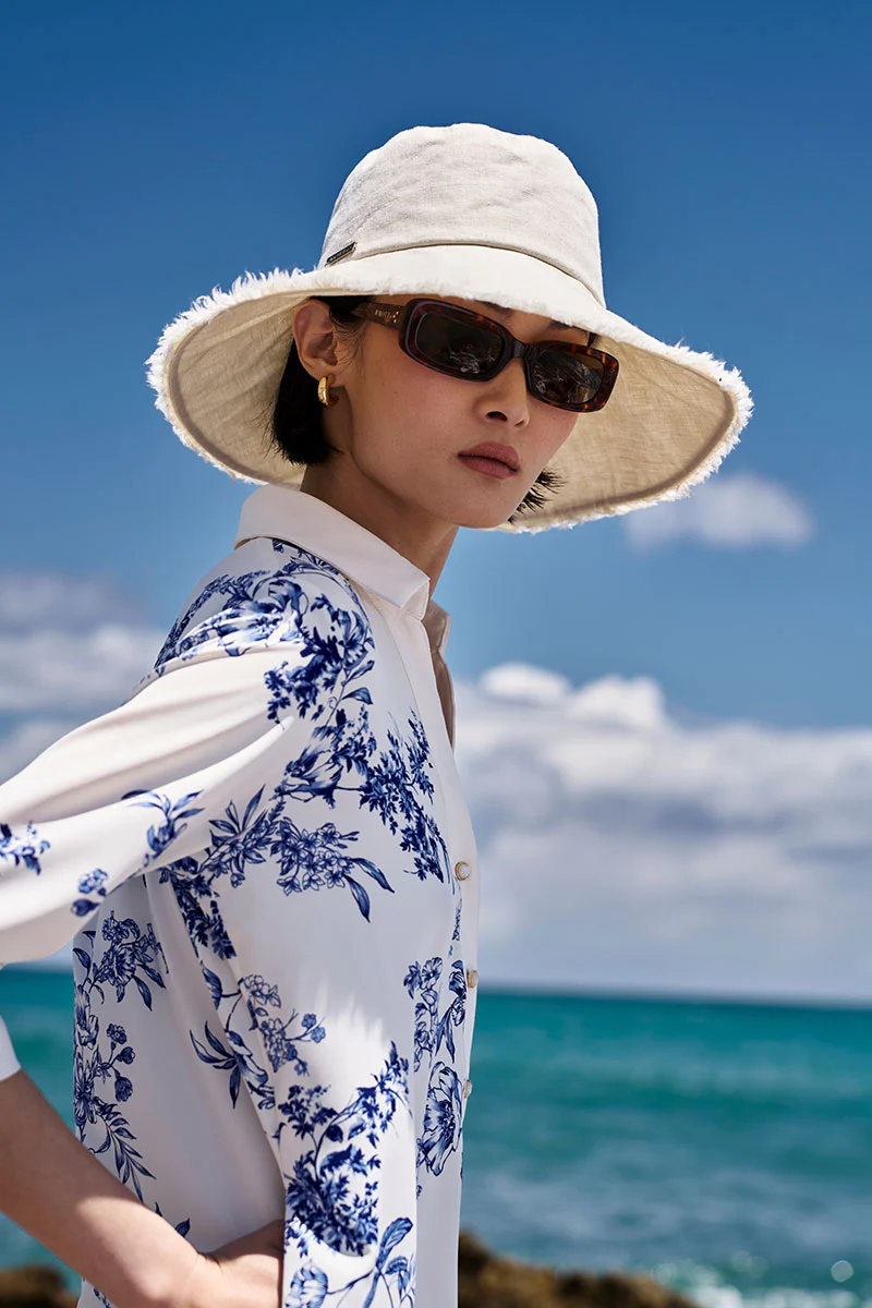 Charlotte Linen Fringe Sun Hat | Vanilla - Image 2