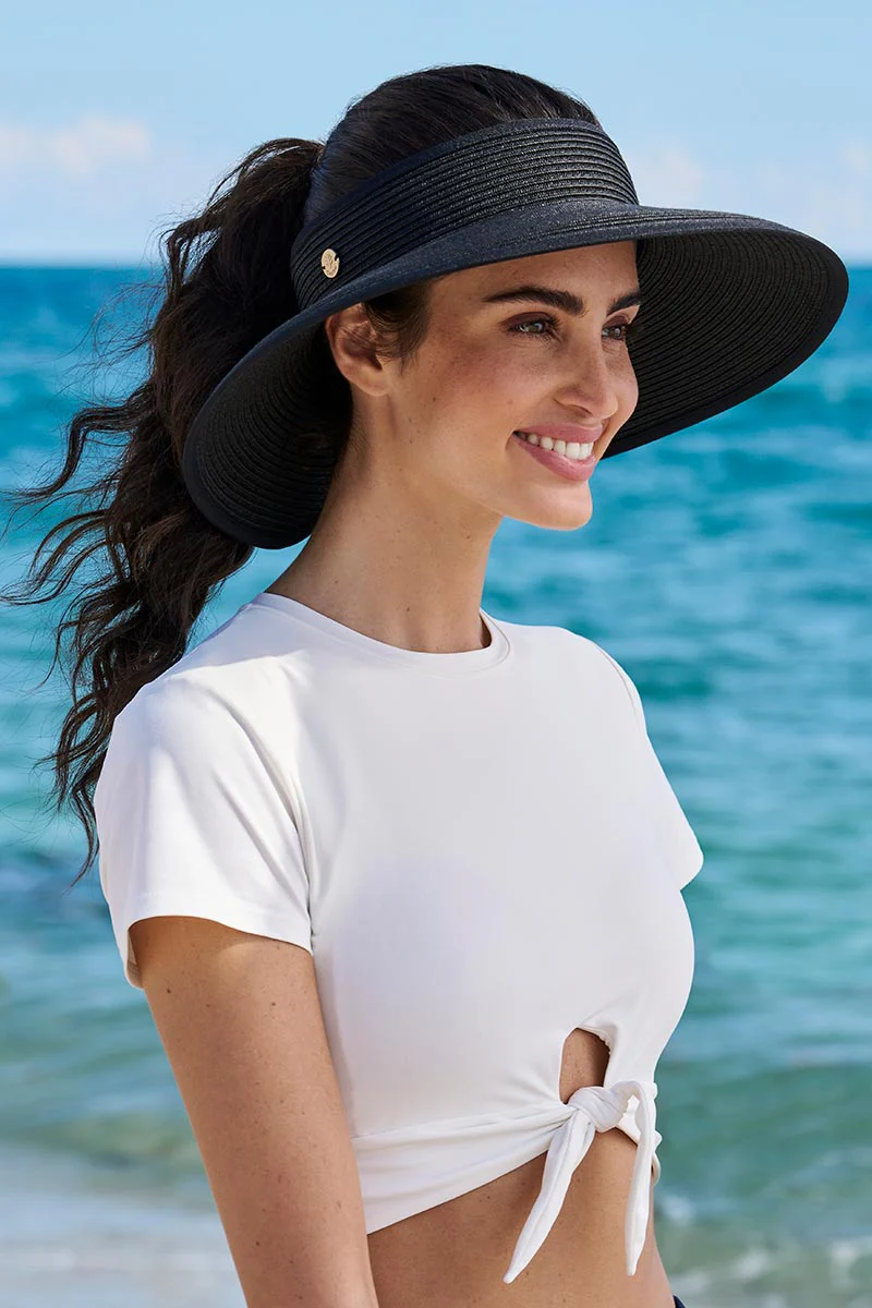 Women's Coolibar Rolled Packable Braid Visor | Black