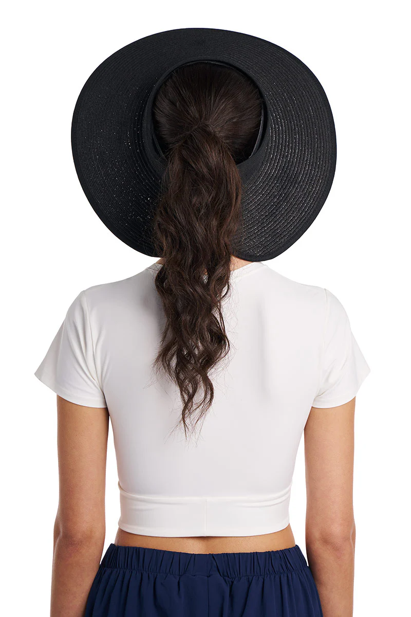 Women's Coolibar Rolled Packable Braid Visor | Black - Image 5