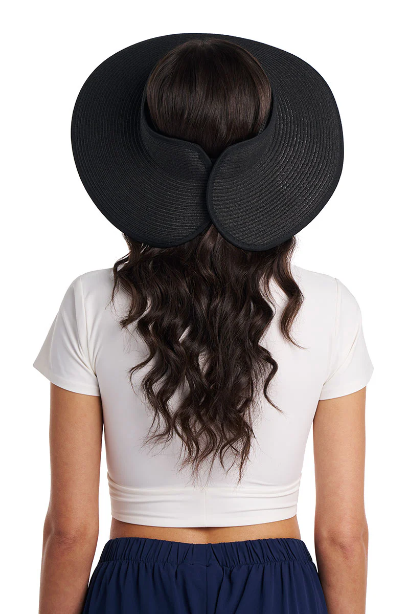 Women's Coolibar Rolled Packable Braid Visor | Black - Image 7