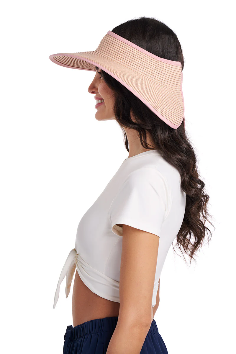 Women's Coolibar Rolled Packable Braid Visor | Primrose - Image 6