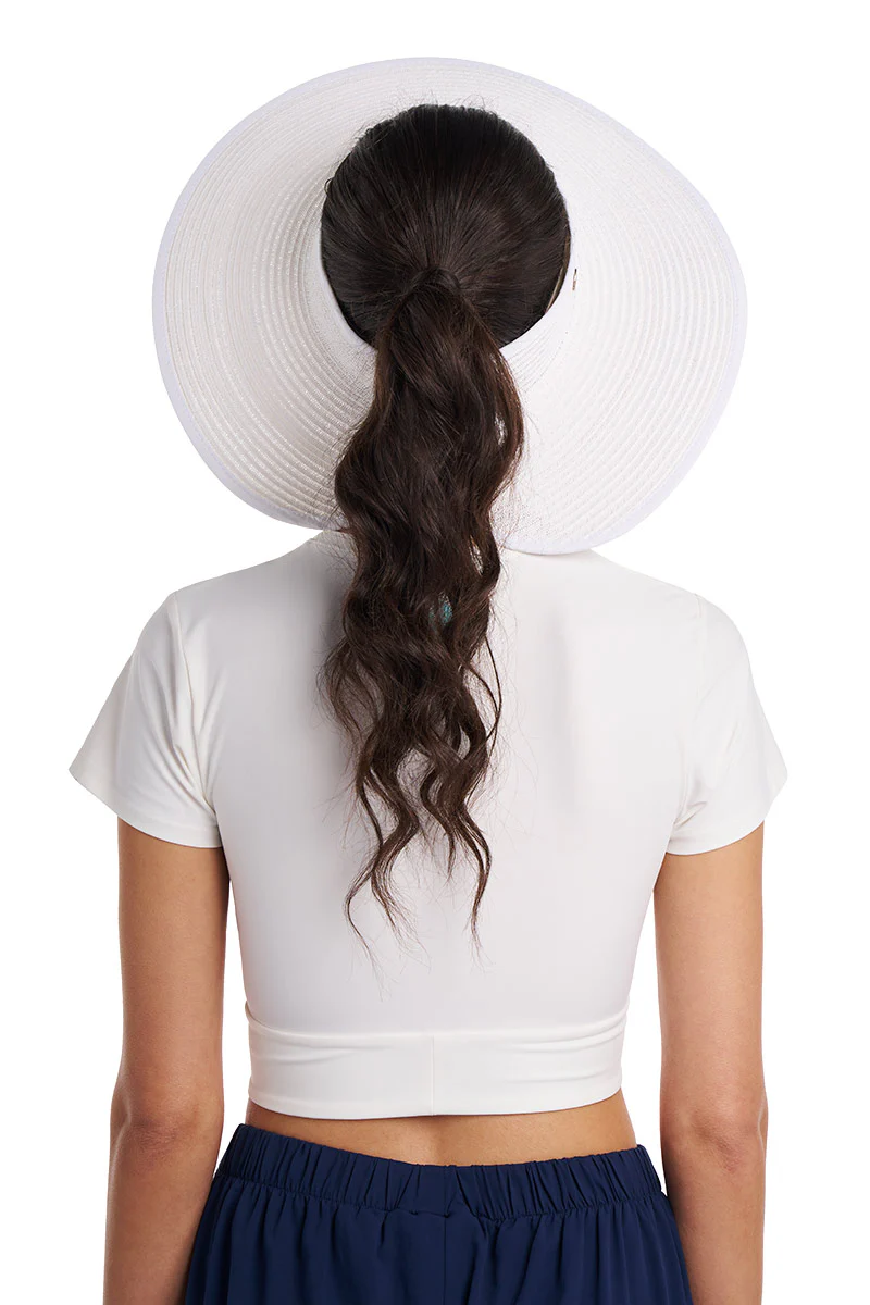 Women's Coolibar Rolled Packable Braid Visor | White - Image 5