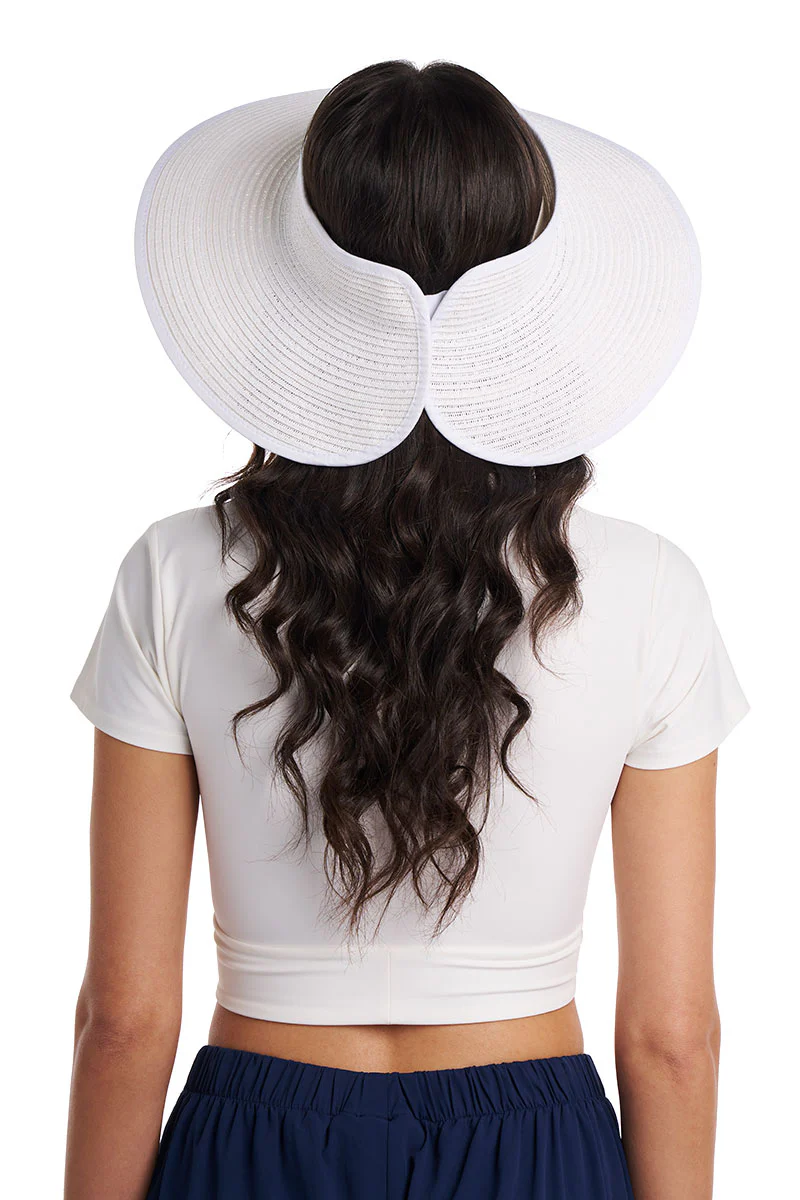 Women's Coolibar Rolled Packable Braid Visor | White - Image 7