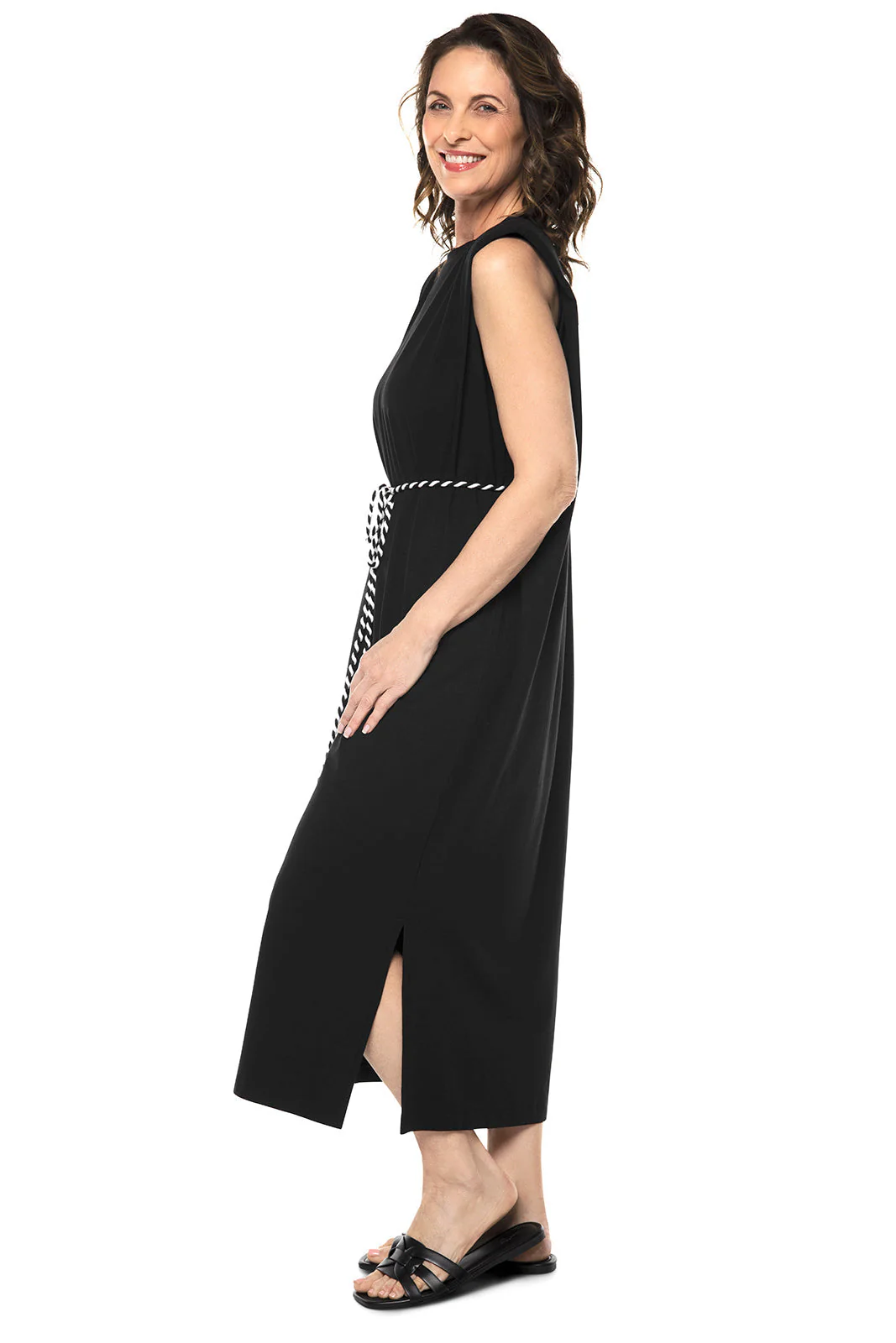 Women's Coral Way Sleeveless Midi Dress | Black - Image 4