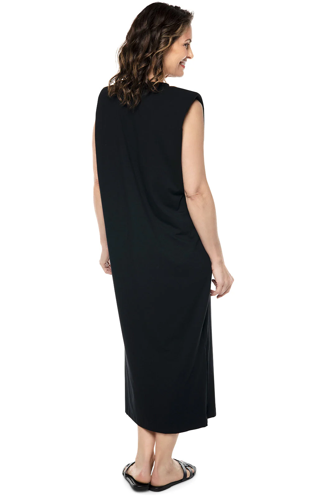 Women's Coral Way Sleeveless Midi Dress | Black - Image 7