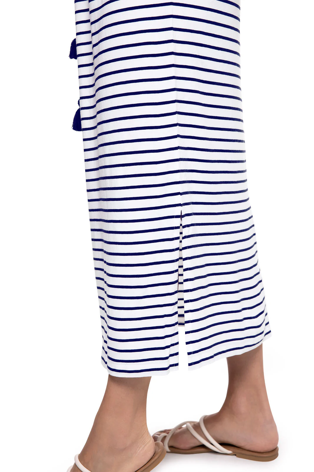 Women's Coral Way Sleeveless Midi Dress | White/Navy Stripe - Image 4