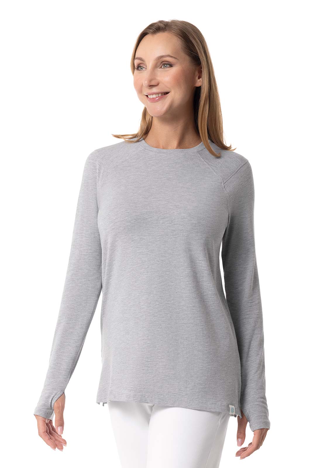 Women's Dania Long Sleeve T-Shirt with Thumbholes | Grey Heather - Image 4