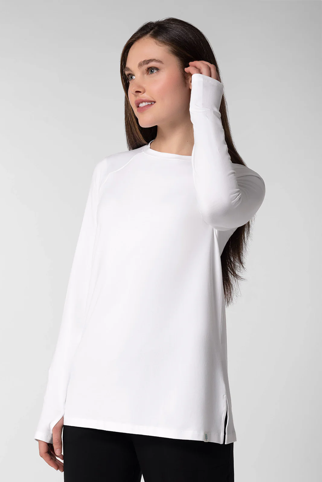 Women's Dania Long Sleeve T-Shirt with Thumbholes | White - Image 2