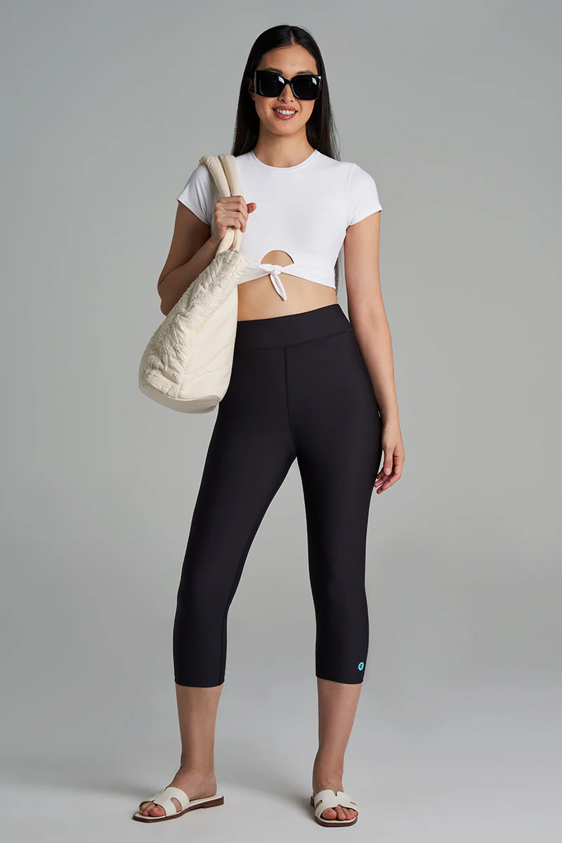 Women's Deep Water Swim Capris | Black - Image 4