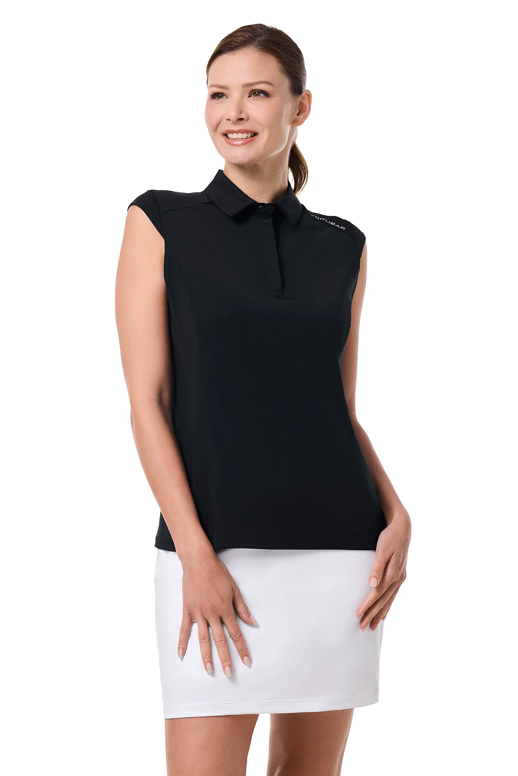 Women's Dew-Sweeper Performance Sleeveless Polo | Black - Image 2