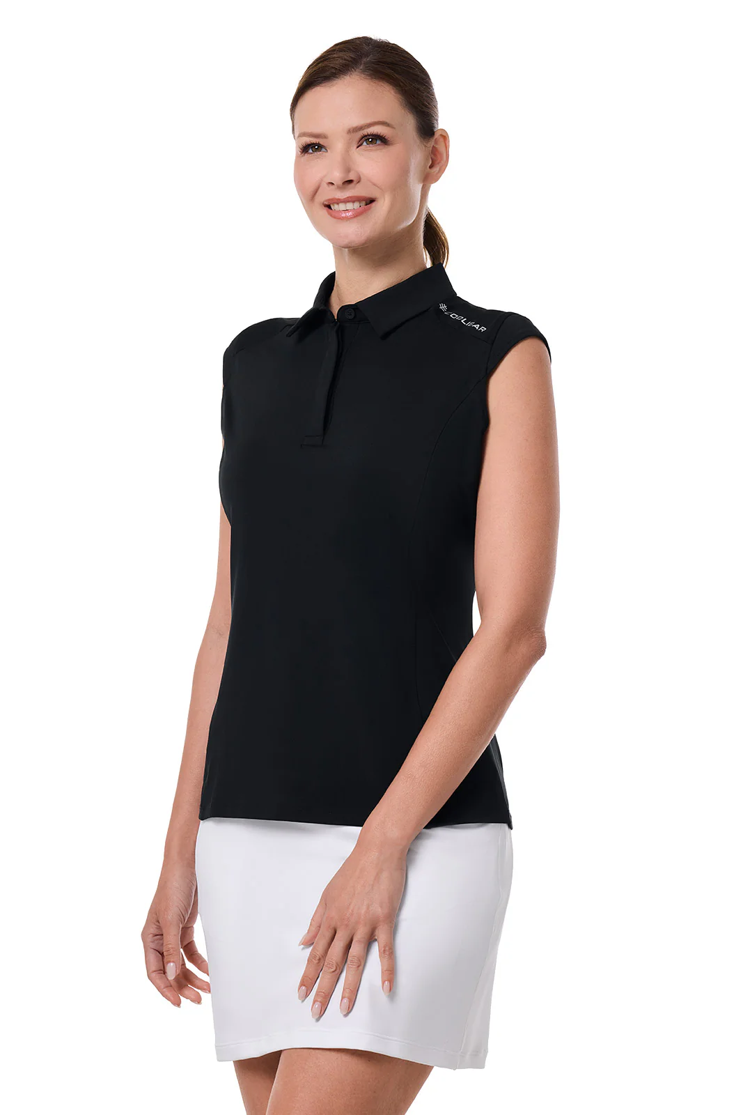 Women's Dew-Sweeper Performance Sleeveless Polo | Black - Image 3