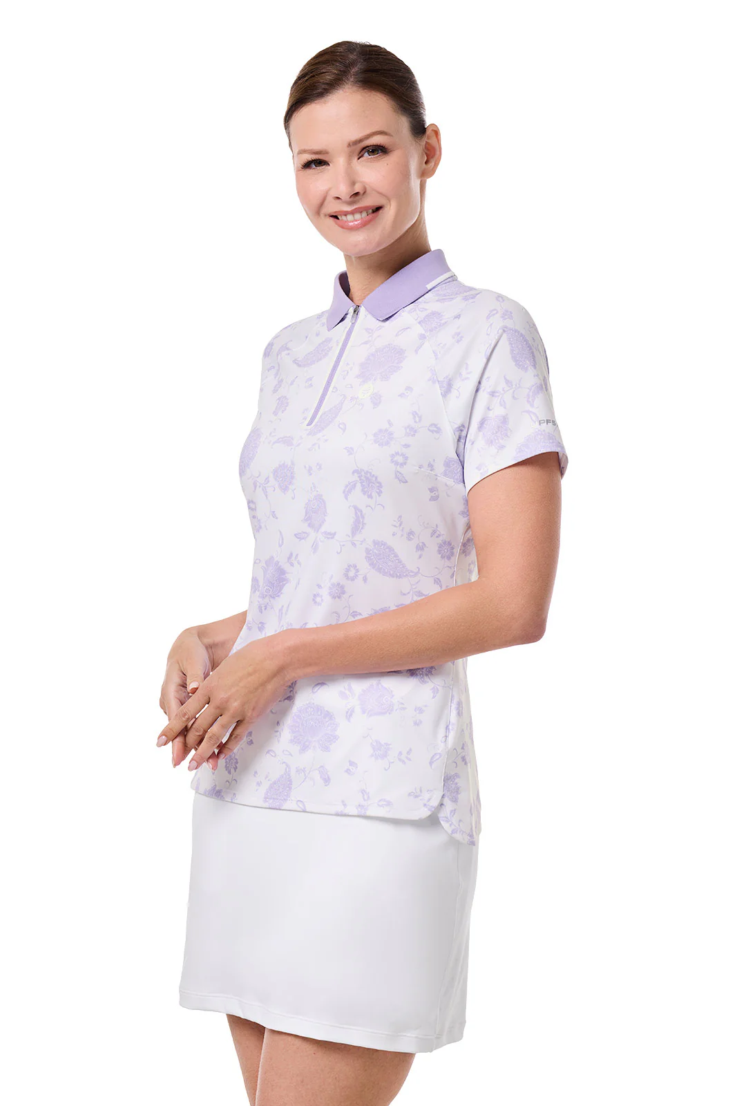 CourtLine Short Sleeve Polo | White Floral Paisley - Image 2