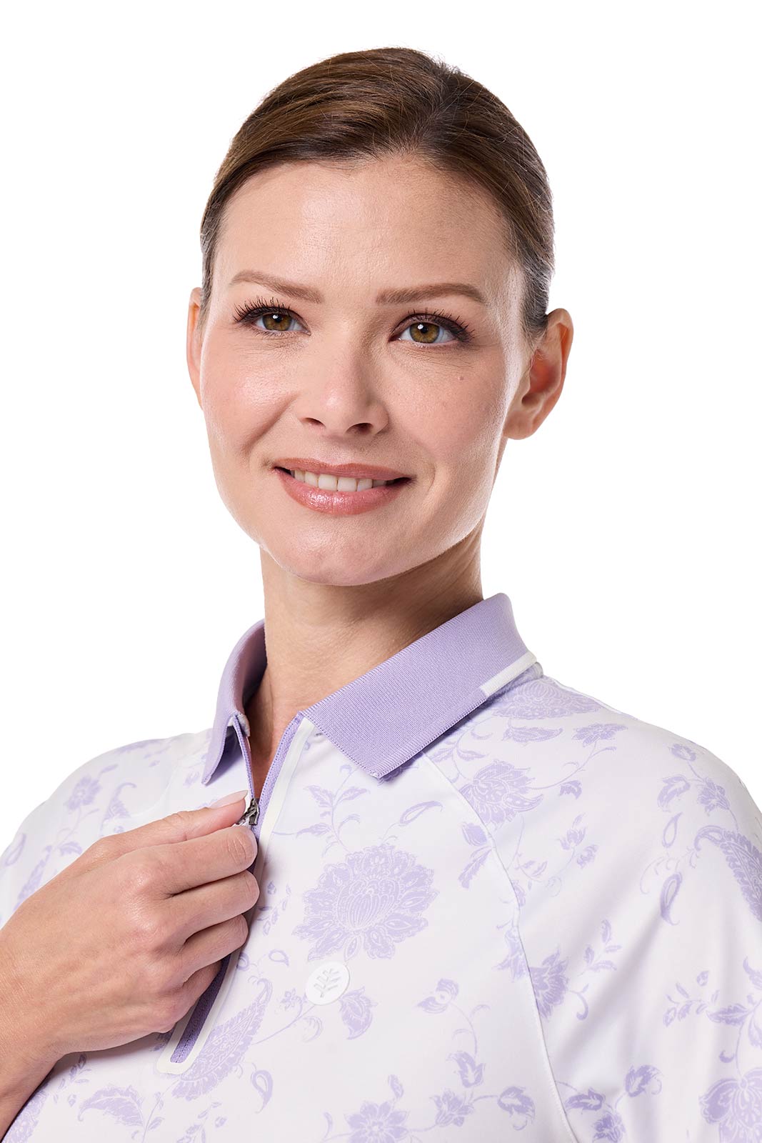 CourtLine Short Sleeve Polo | White Floral Paisley - Image 5
