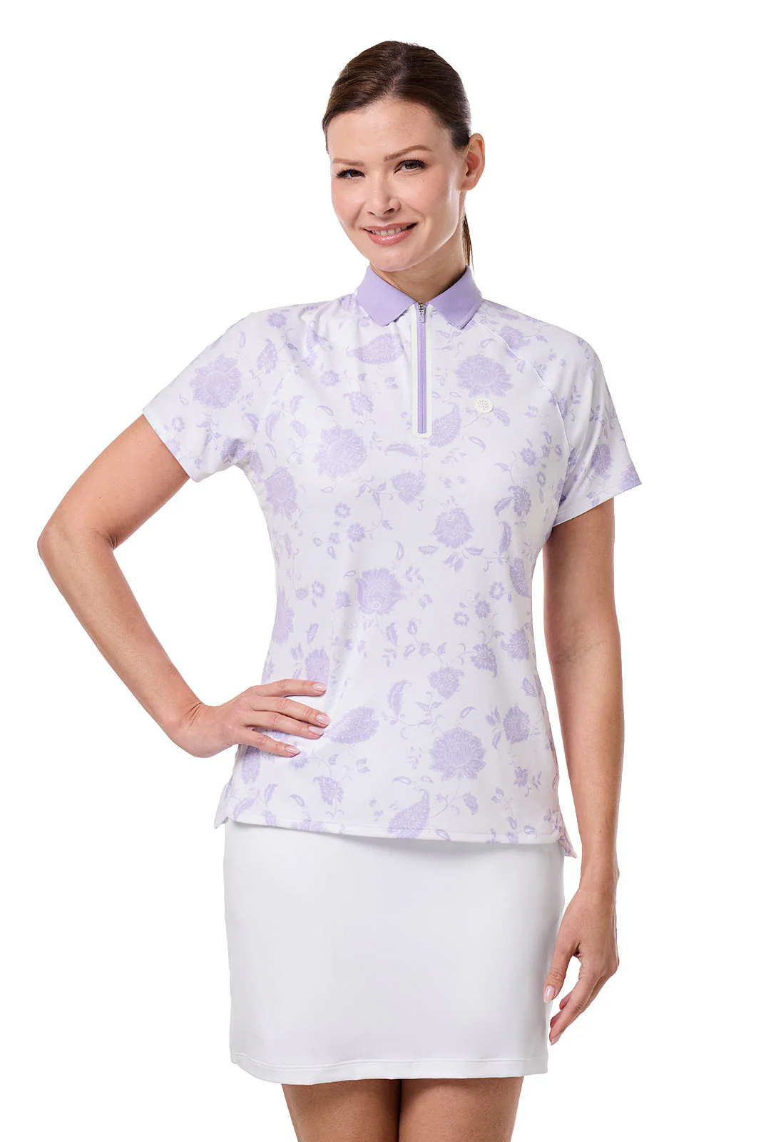 CourtLine Short Sleeve Polo | White Floral Paisley - Image 7