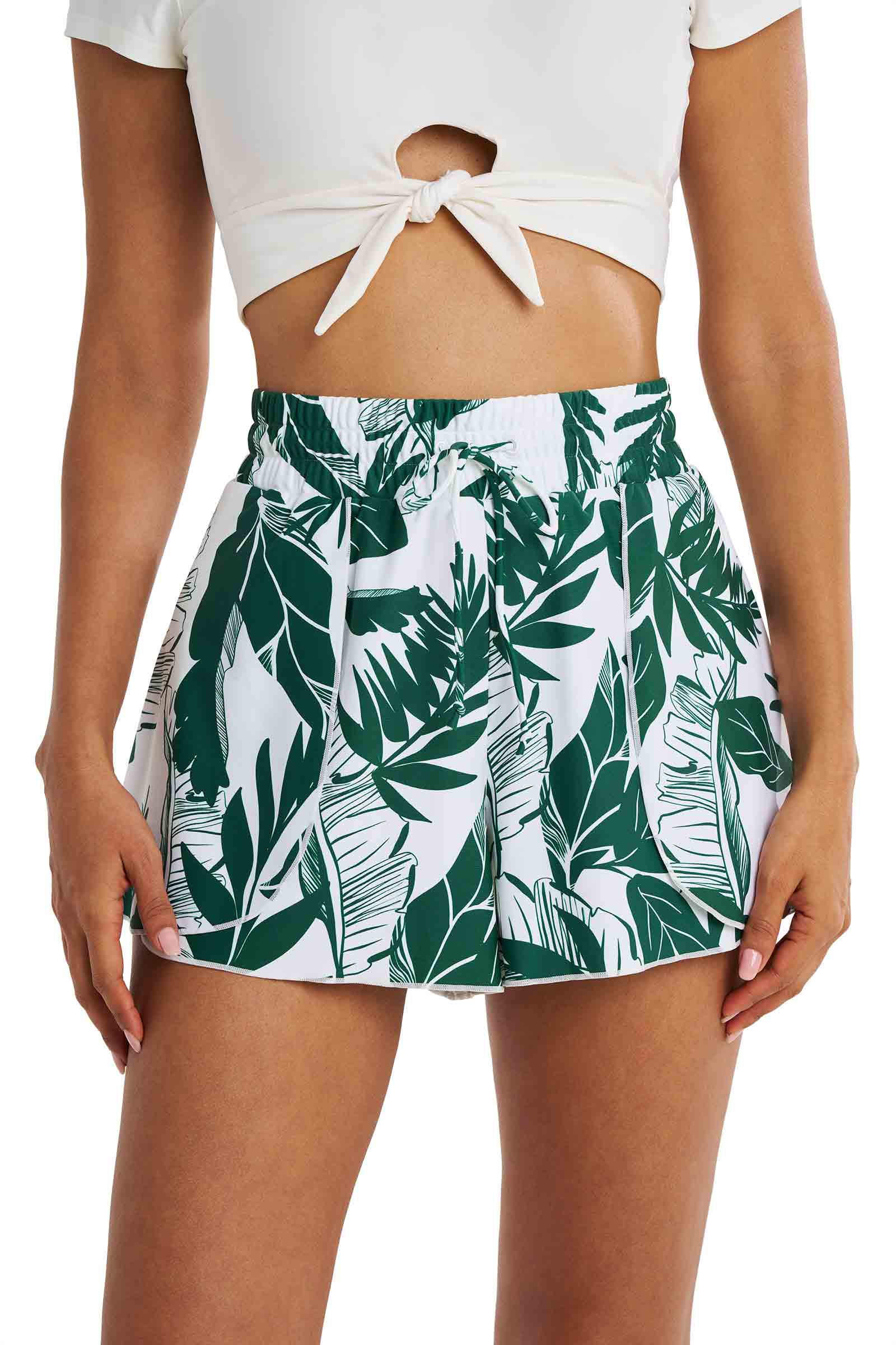 Women's Duval Relaxed Cover-Up Swim Shorts | Eden Green Palm Paradise - Image 5