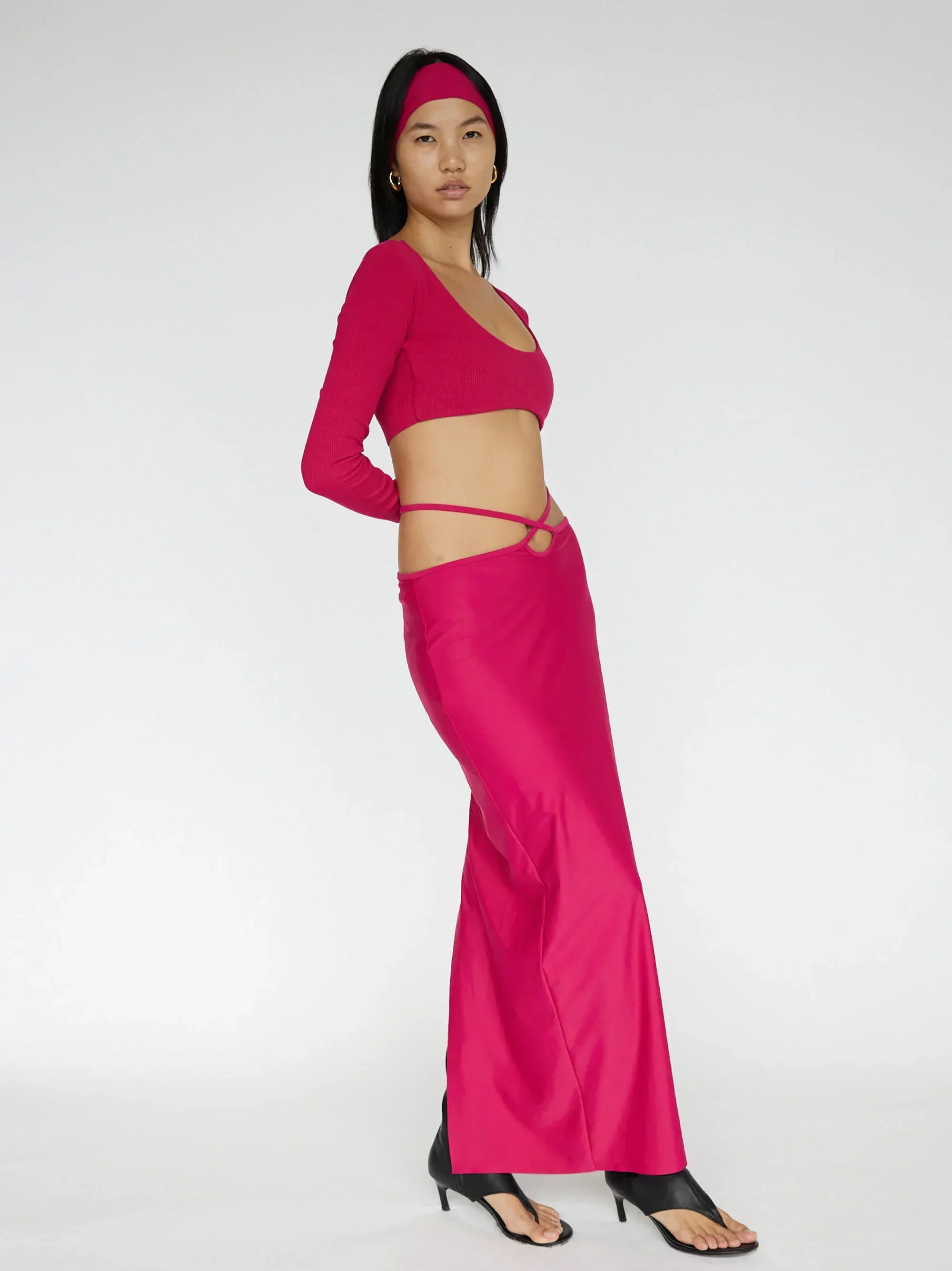 Long Sleeve Crop Top | Magenta - Image 3