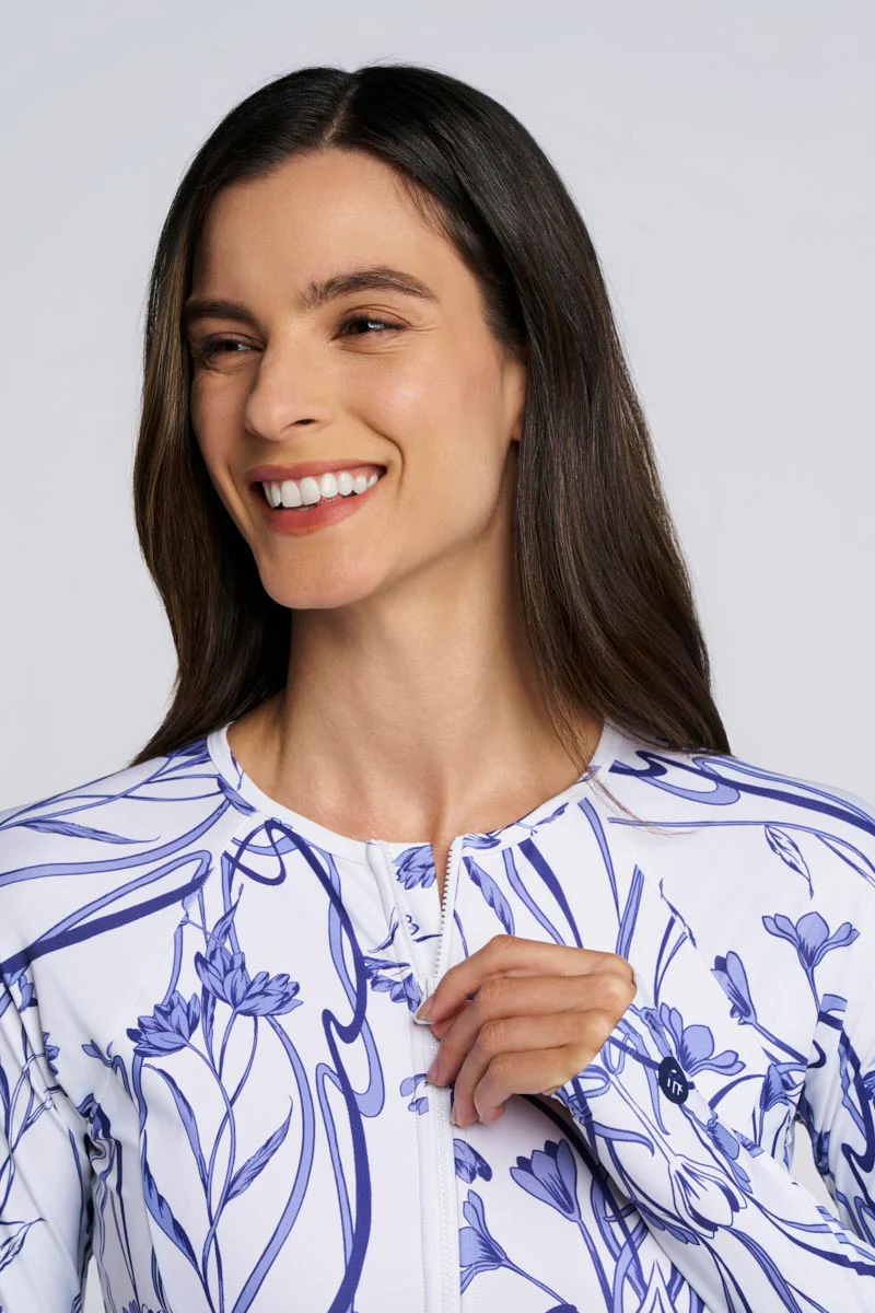 Women's Escalante Long Sleeve Swimsuit | White Iris Dusk - Image 7