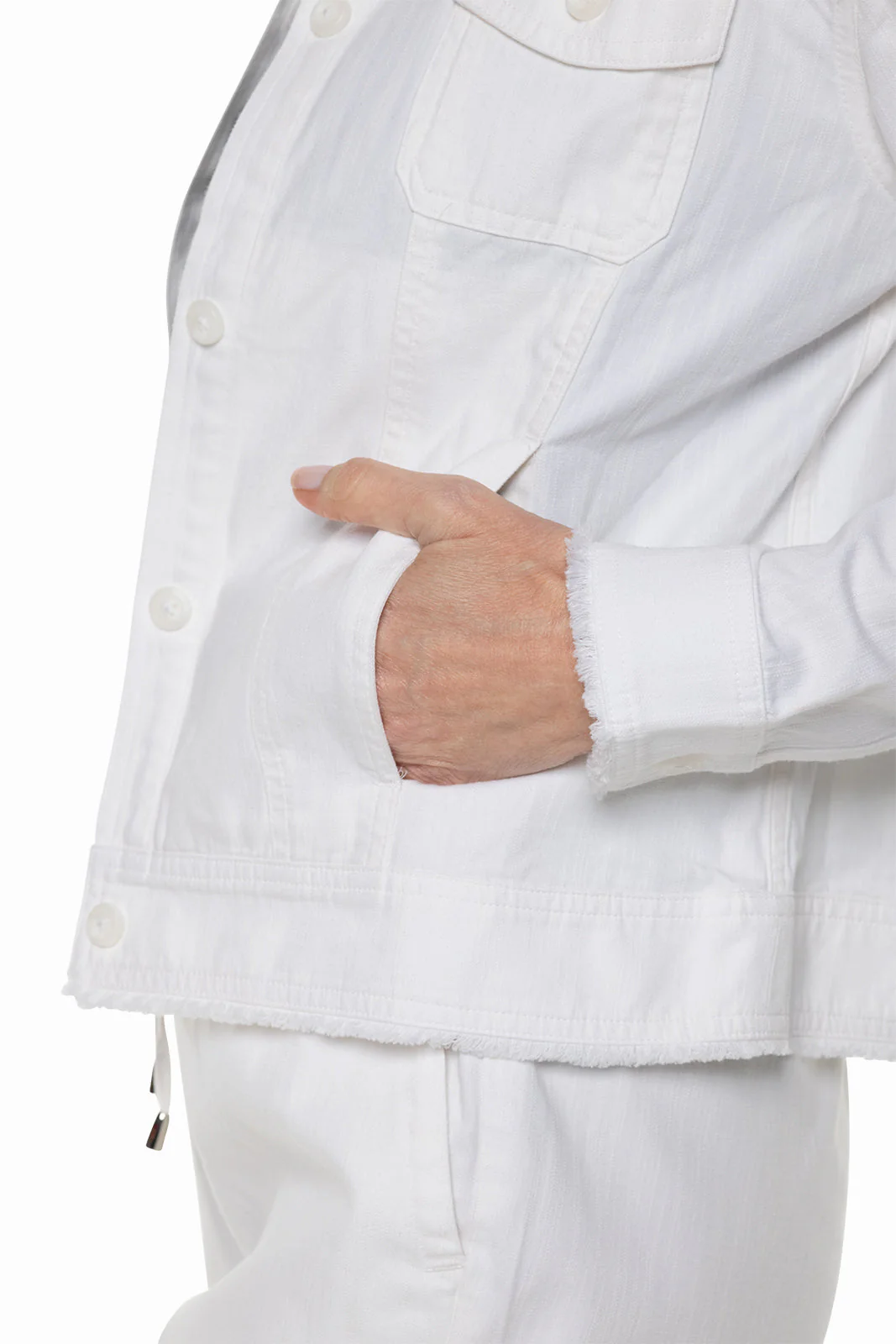 Women's Everglade Chambray Cropped Jacket | White Chambray - Image 6