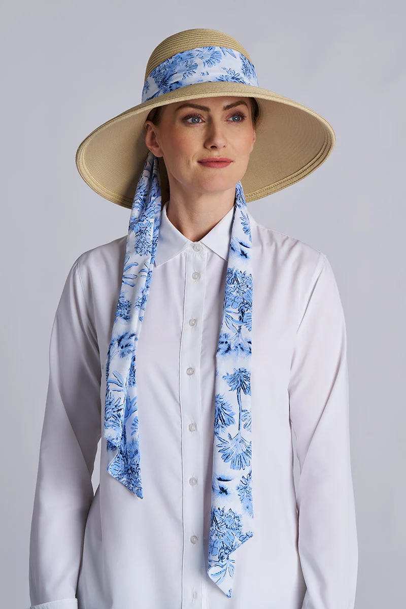Women's Stella Fashion Hat with Scarves | Natural/Isla Bonita/Periwinkle - Image 3