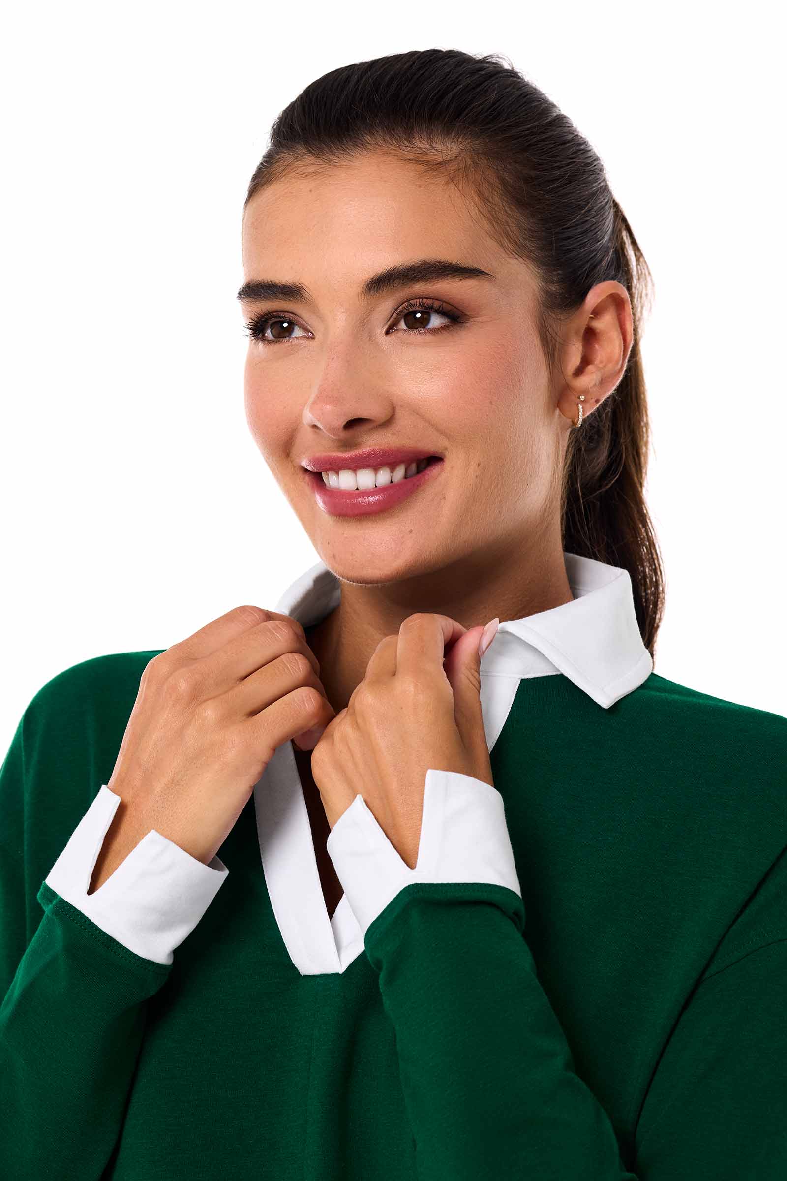 Women's Fontainebleau 2.0 Long Sleeve Collared Polo | Eden Green - Image 5