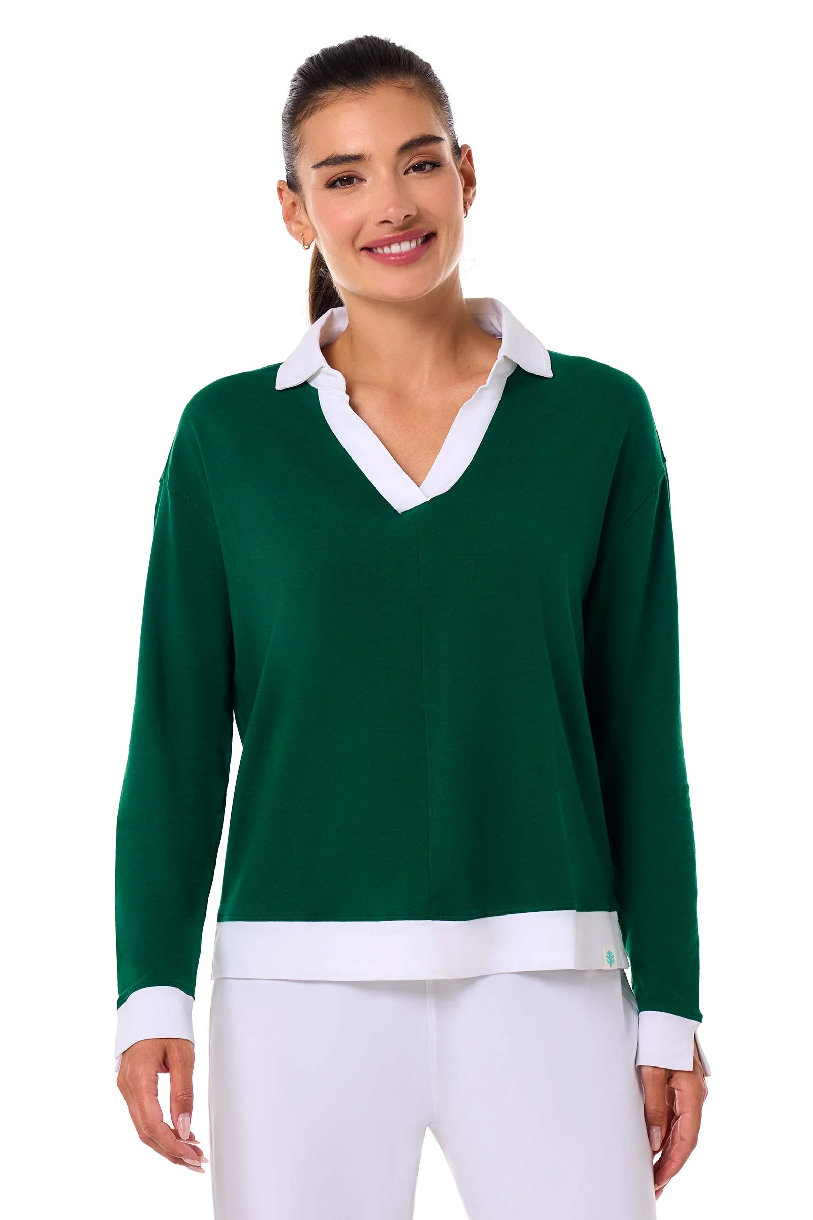 Women's Fontainebleau 2.0 Long Sleeve Collared Polo | Eden Green - Image 7