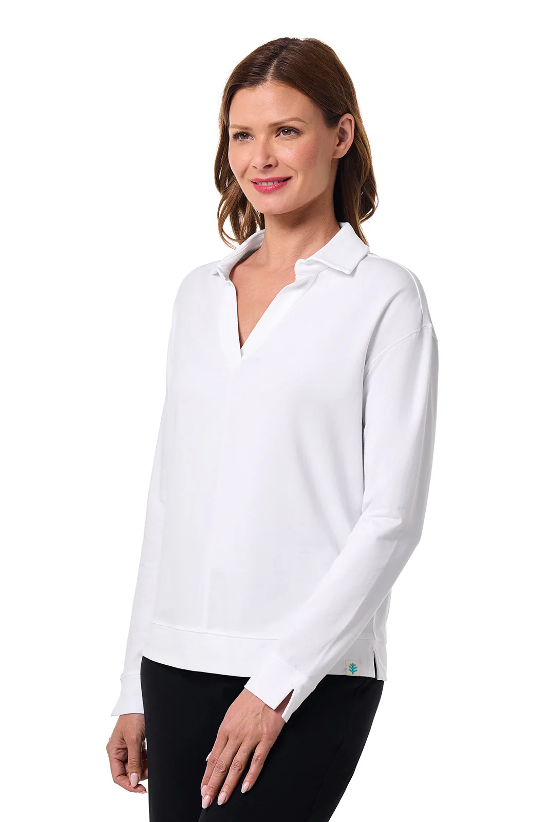 Women's Fontainebleau 2.0 Long Sleeve Collared Polo | White - Image 3