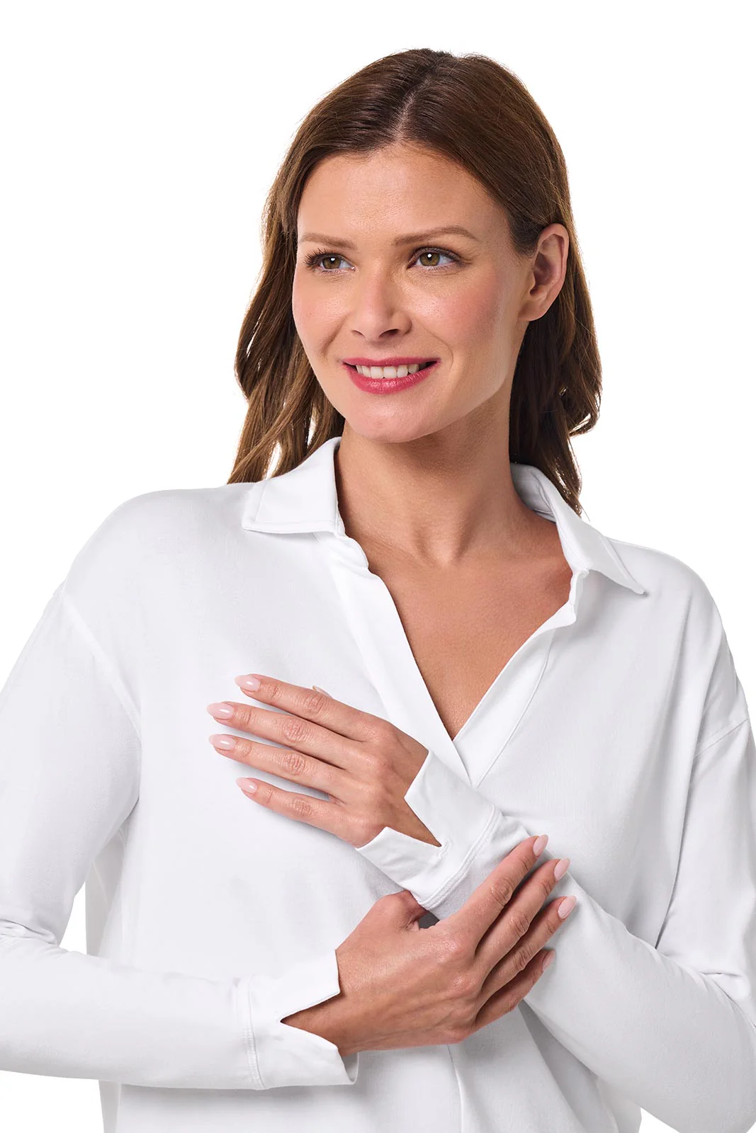 Women's Fontainebleau 2.0 Long Sleeve Collared Polo | White - Image 5