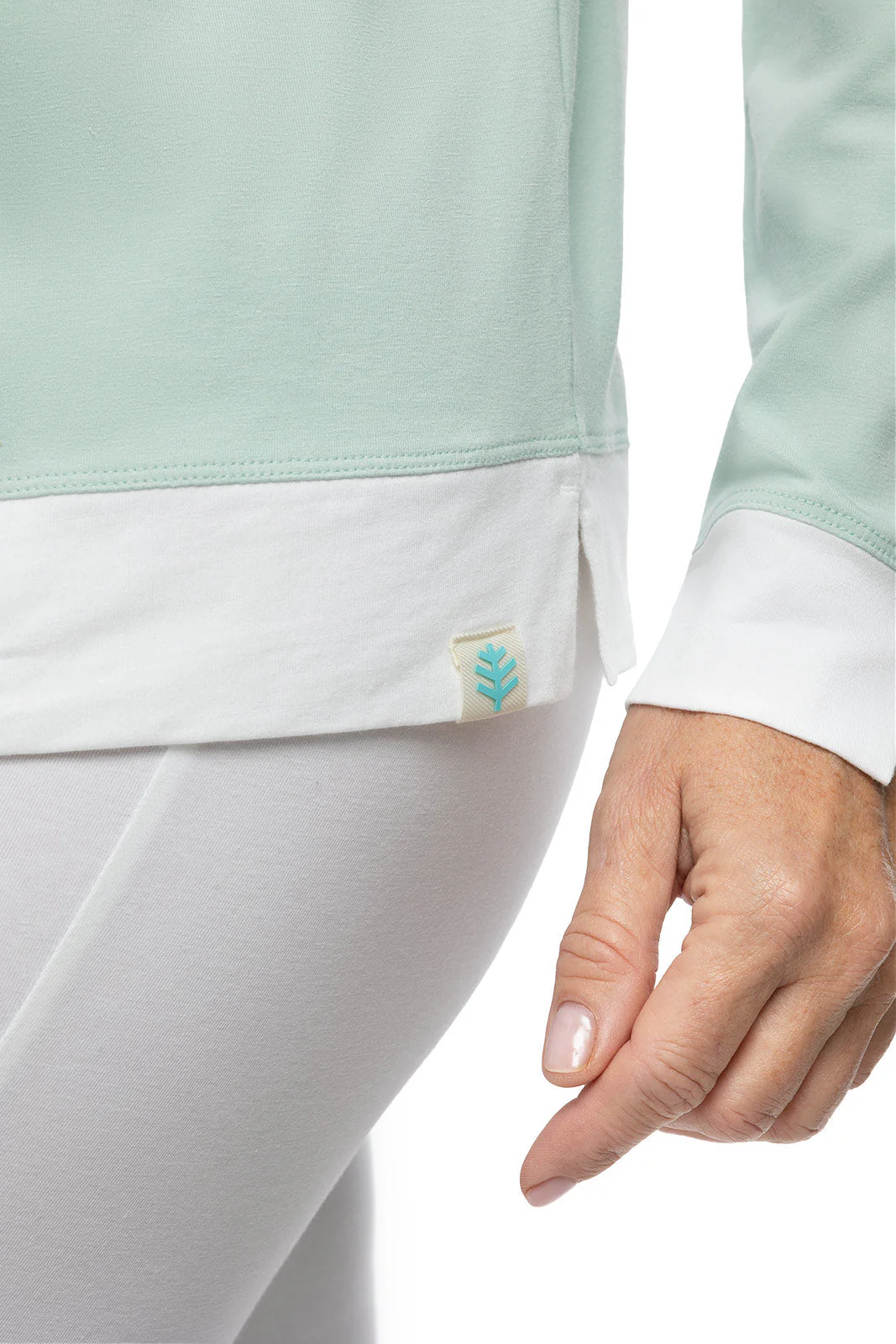 Women's Fountainbleau Long Sleeve Collared Polo | Misty Aqua - Image 5