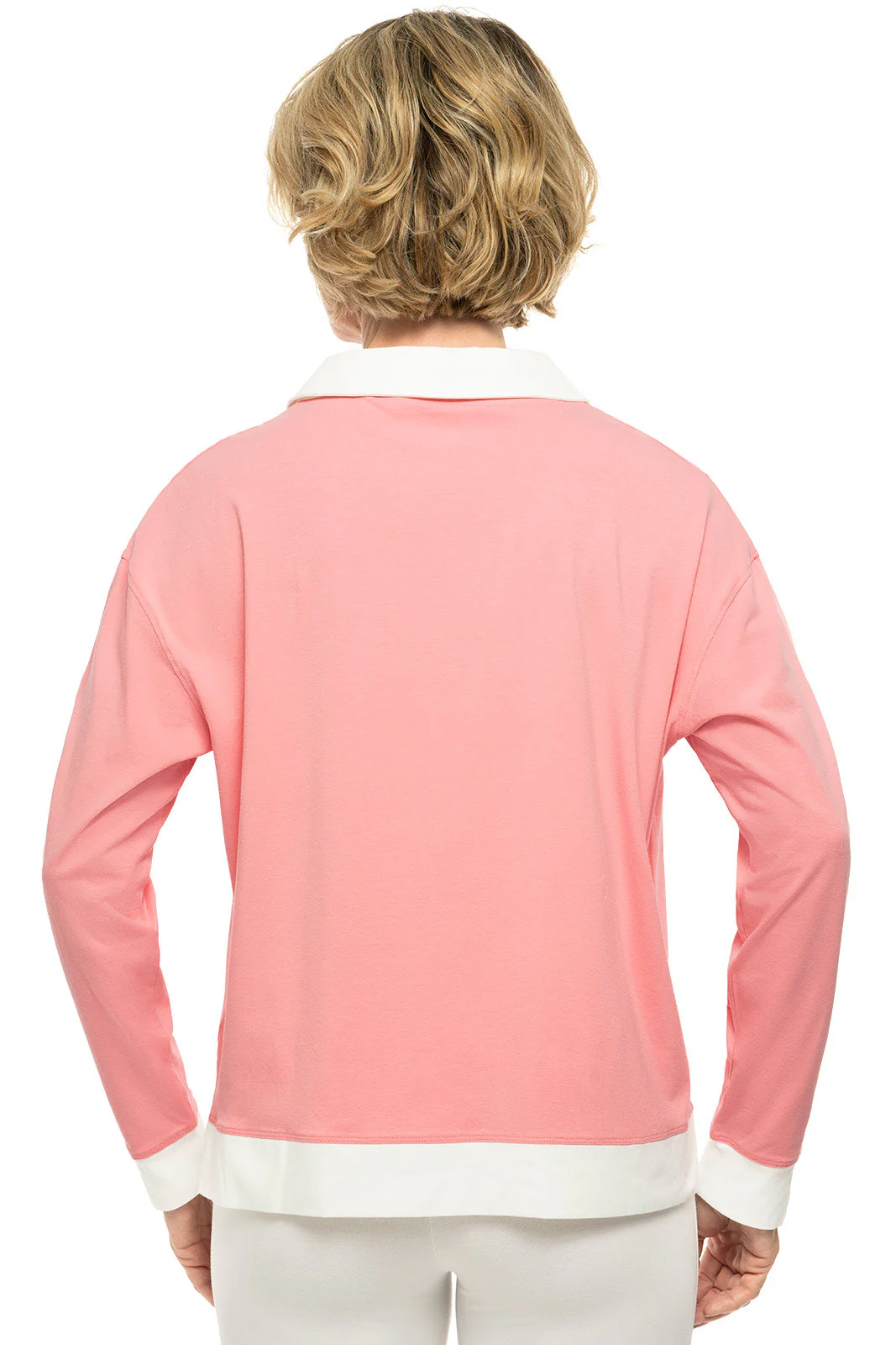 Women's Fountainbleau Long Sleeve Collared Polo | Peachy Pink - Image 2