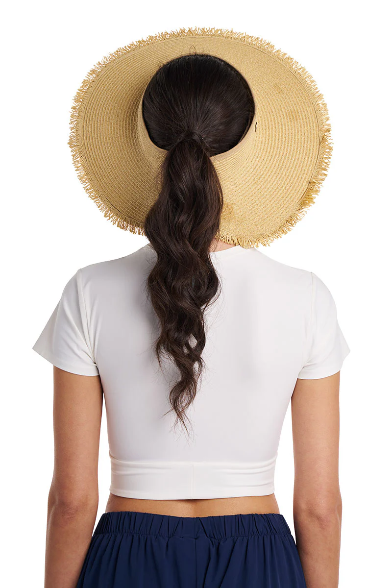 Women's Frayed Coolibar Rolled Packable Braid Visor | Natural - Image 5