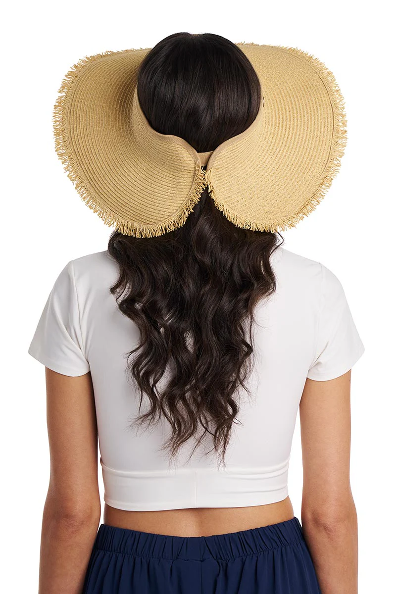 Women's Frayed Coolibar Rolled Packable Braid Visor | Natural - Image 6