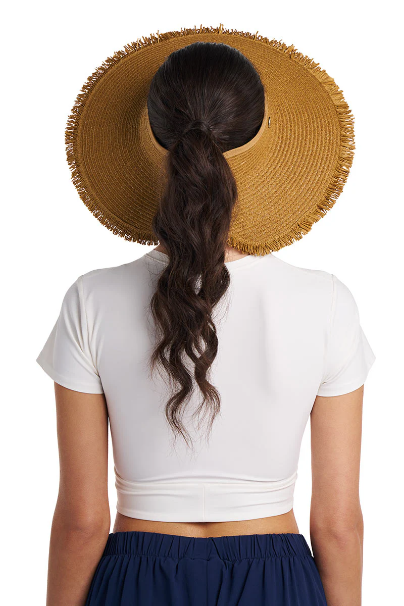 Women's Frayed Coolibar Rolled Packable Braid Visor | Toast - Image 5