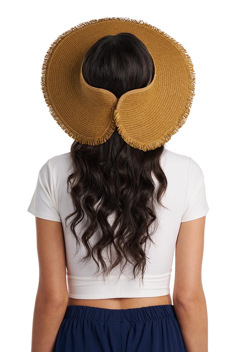Women's Frayed Coolibar Rolled Packable Braid Visor | Toast - Image 6