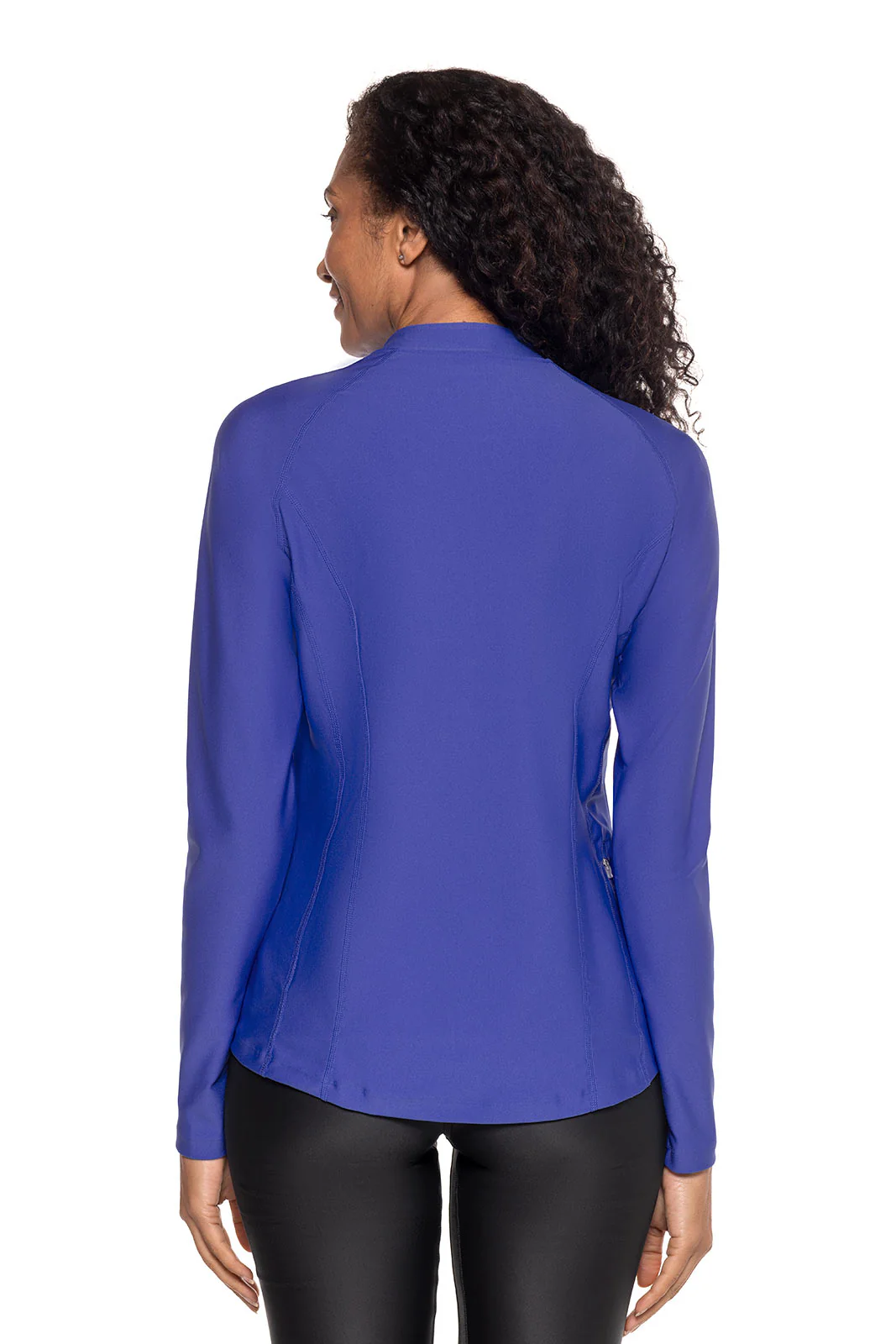 Women's Freestyle Long Sleeve Quarter Zip Rash Guard | Baja Blue - Image 3