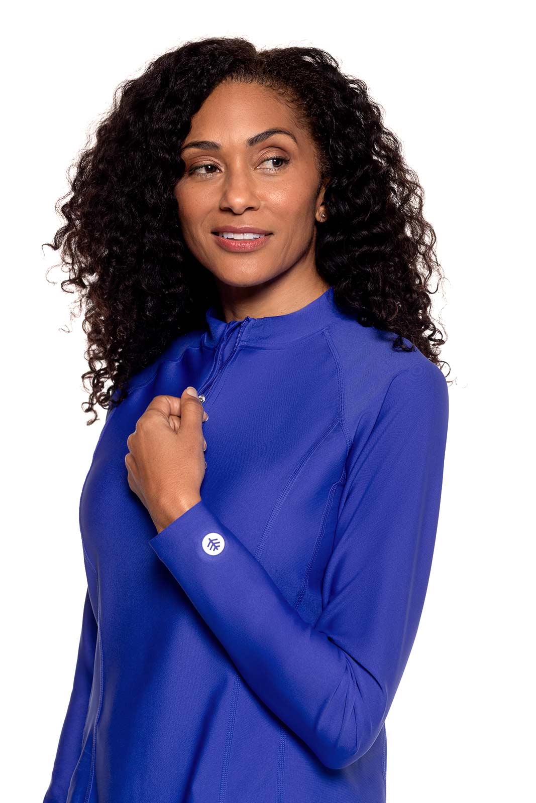 Women's Freestyle Long Sleeve Quarter Zip Rash Guard | Baja Blue - Image 5